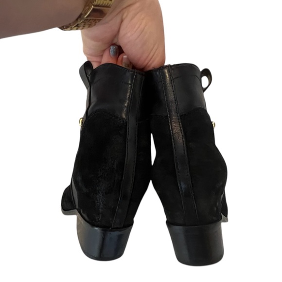 Ivanka Trump Black Leather & Suede Ankle Booties - Picture 9 of 16